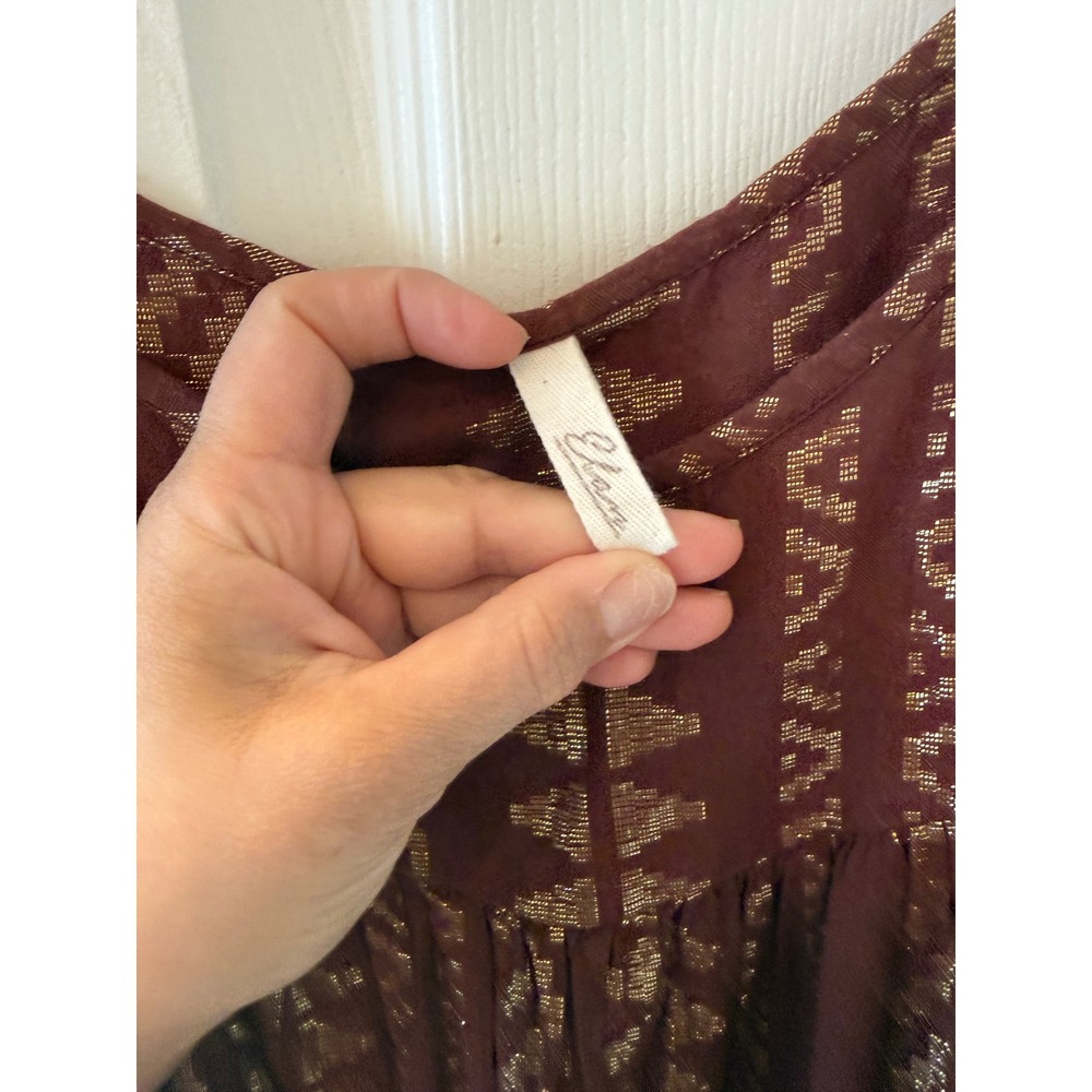 Elan Brown Metallic Mini Dress with Gold Accents - Picture 4 of 8